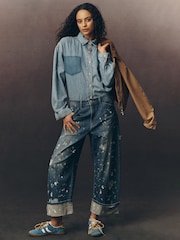 Anthropologie Blue Pilcro Kayden Heart Barrel Carpenter Jeans - Image 5 of 5