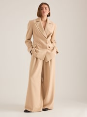 Anthropologie Hourglass Woven Single-Breasted Nude Blazer - Imaginea 2 din 4