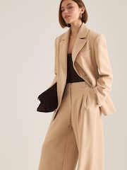 Anthropologie Hourglass Woven Single-Breasted Nude Blazer - Imaginea 3 din 4