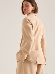 Anthropologie Hourglass Woven Single-Breasted Nude Blazer - Imaginea 4 din 4