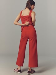 Κόκκινο - Anthropologie Maeve The Colette Knit Crop Wide-Leg Trousers - Εικόνα 2 του 3