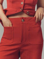 Κόκκινο - Anthropologie Maeve The Colette Knit Crop Wide-Leg Trousers - Εικόνα 3 του 3