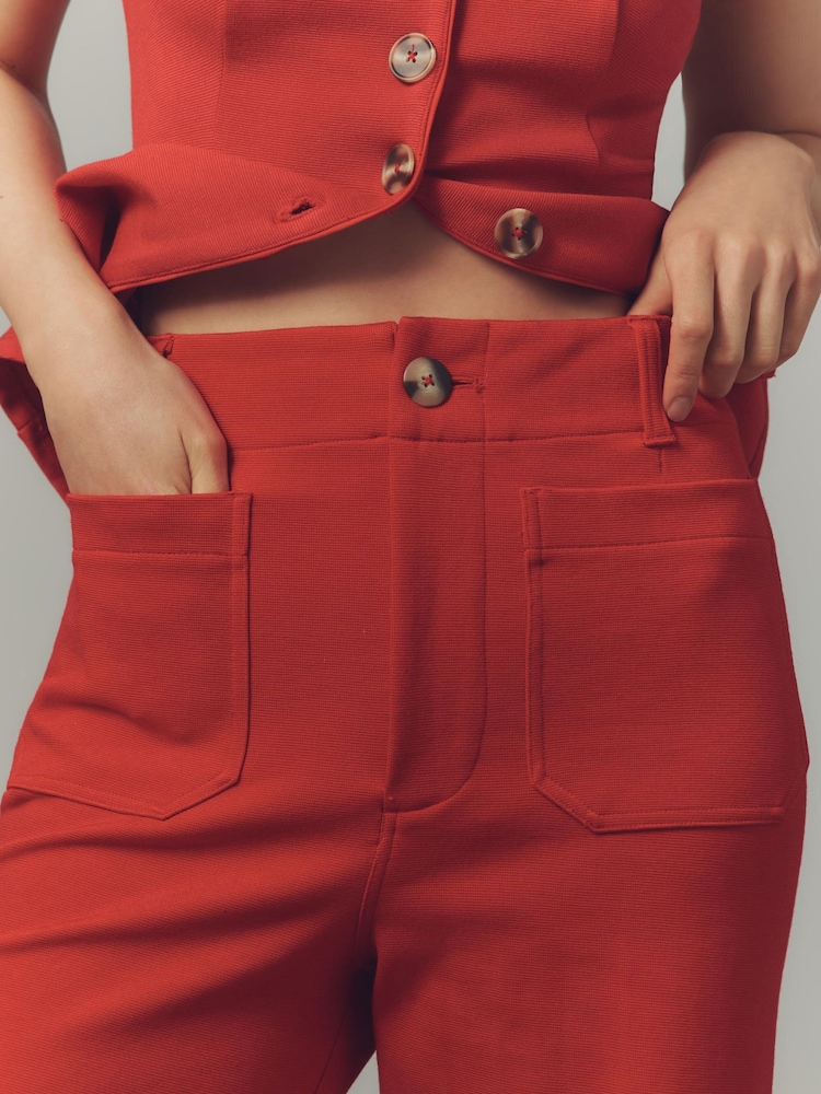Anthropologie Red Maeve The Colette Knit Crop Wide-Leg Trousers - Image 4 of 4