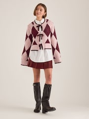 Anthropologie Maeve アーガイルタイフロントピンクカーディガン - 画像 1 / 4