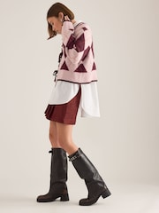 Anthropologie Maeve アーガイルタイフロントピンクカーディガン - 画像 3 / 4