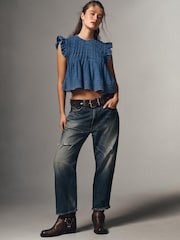 Anthropologie Pilcro The Jade Denim Swing Blue Top - Image 3 of 4