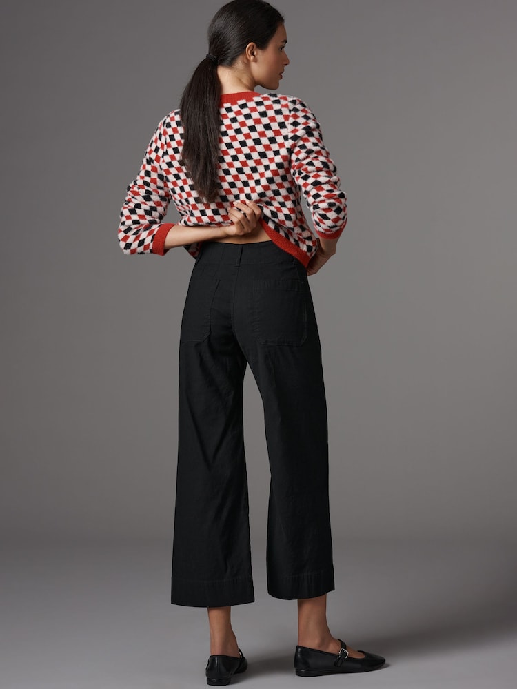 Anthropologie Maeve The Colette Cropped Wide-Leg Black Trousers - Bild 2 von 4