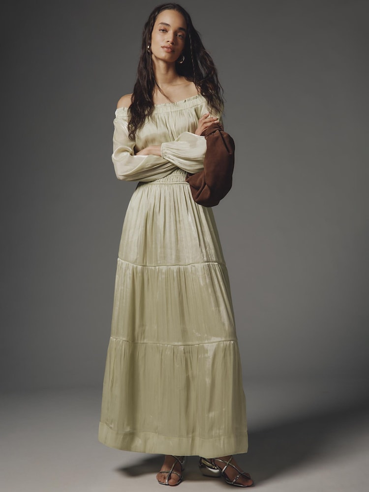 Πράσινο - Anthropologie The Somerset Off-Shoulder Maxi Dress - Εικόνα 1 του 4