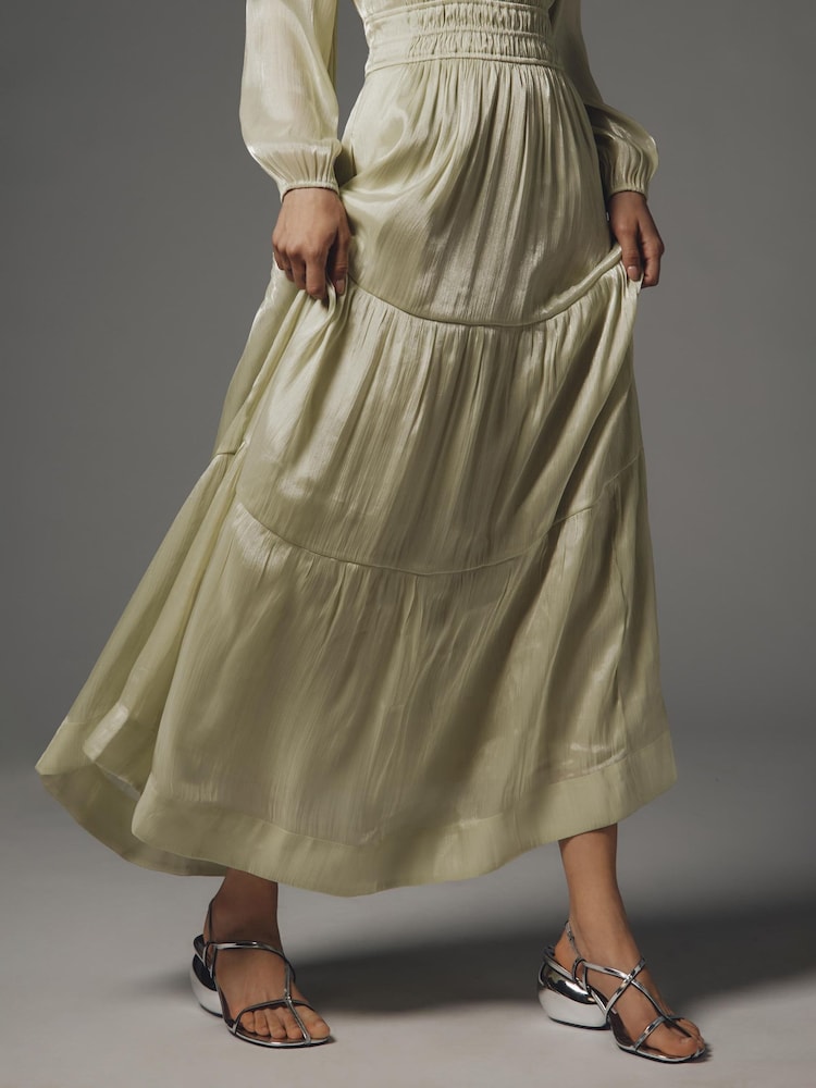 anthropologie green maxi dress Farm Rio x Anthropologie Long-Sleeve Printed Maxi Dress