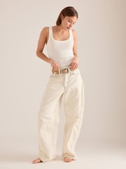 Anthropologie Pilcro The Kenna Mid-Rise Heritage Barrel Cream Jeans - Image 2 of 4