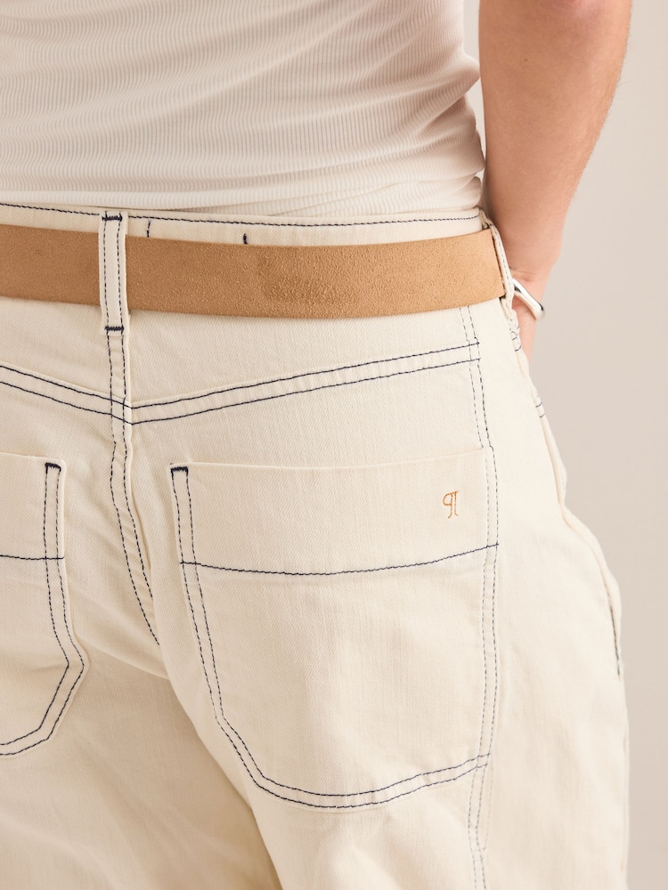Anthropologie Pilcro The Kenna Mid-Rise Heritage Barrel Cream Jeans - Image 4 of 4 Anthropologie Pilcro The Kenna Mid-Rise Heritage Barrel Cream Jeans - Image 4 of 4