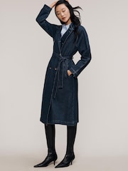 Anthropologie Pilcro Denim Blue Trench Coat - Image 1 of 4