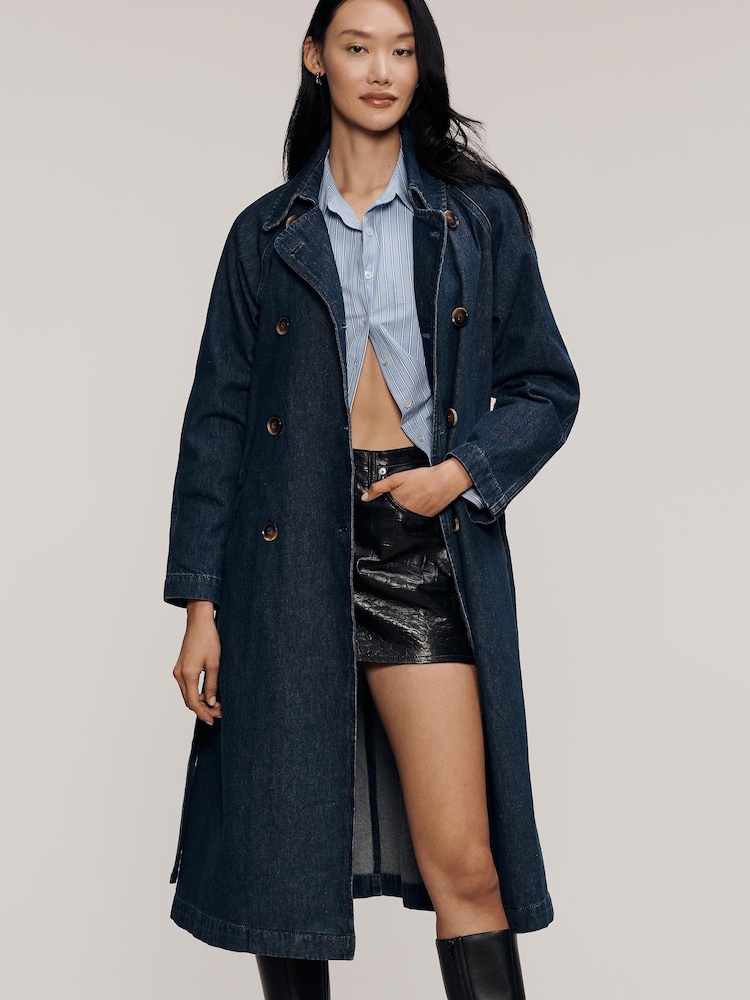 Anthropologie Pilcro Denim Blue Trench Coat - Image 4 of 4