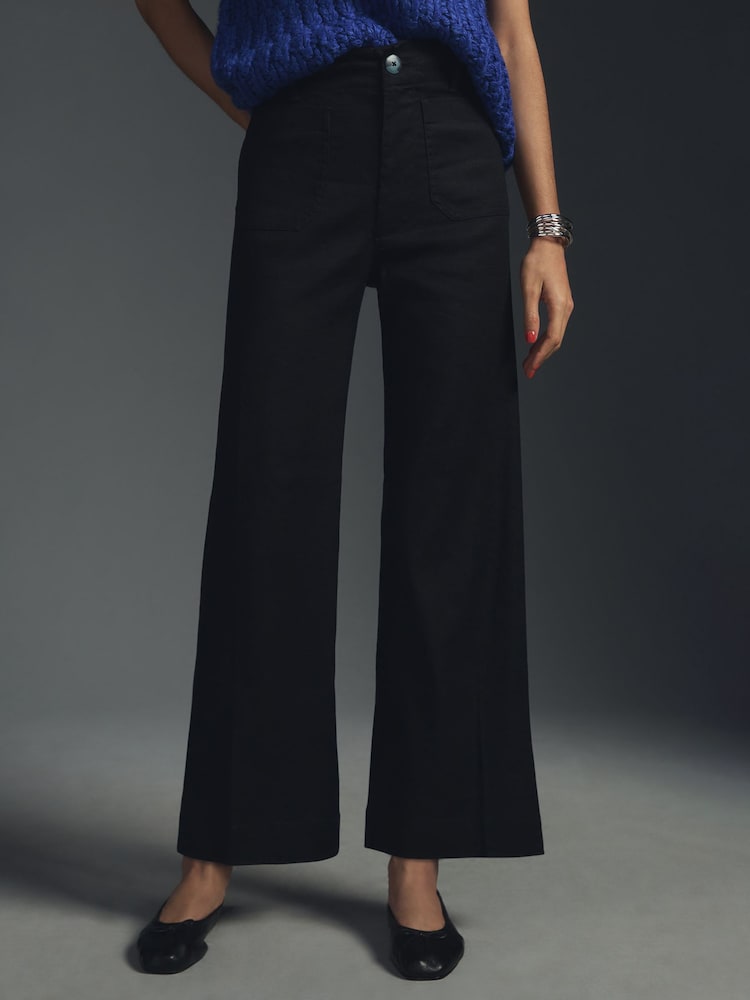 Anthropologie Maeve The Colette Cropped Wide-Leg Trousers: Linen Edition - Image 1 of 2