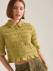 Κίτρινο - Anthropologie Maeve Ruffle Button-Front Top - Εικόνα 3 από 3