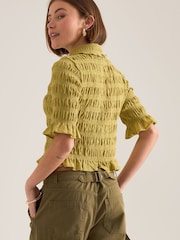 Giallo - Anthropologie Maeve Ruffle Button-Front Top - Immagine 4 di 4