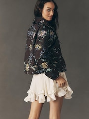 Anthropologie The Dahlia Floral Brown Bomber Jacket - Image 3 of 4