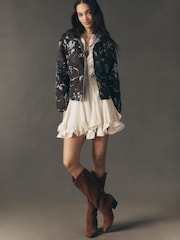 Anthropologie The Dahlia Floral Brown Bomber Jacket - Image 4 of 4