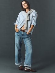 Μπλε - Anthropologie Maeve The Shrunken Bennet Buttondown Shirt - Εικόνα 3 του 4