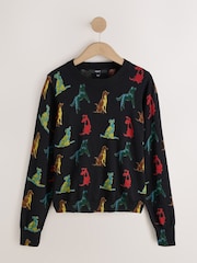 Rainbow Dog Print - Cotton Rich Soft Touch Long Sleeve Crew Neck Jumper - Obraz 1 z 3