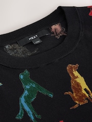 Rainbow Dog Print - Cotton Rich Soft Touch Long Sleeve Crew Neck Jumper - Obraz 3 z 3