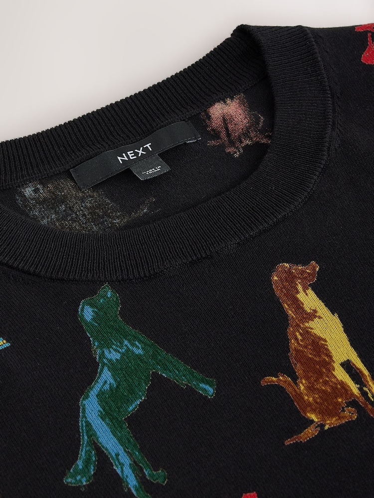 Rainbow Dog Print - Cotton Rich Soft Touch Long Sleeve Crew Neck Jumper - Obraz 3 z 3 Rainbow Dog Print - Cotton Rich Soft Touch Long Sleeve Crew Neck Jumper - Obraz 3 z 3
