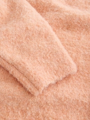 Light Pink Boucle Long Sleeve V-Neck Knit Jumper with Wool - Image 8 of 9