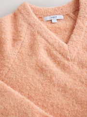 Light Pink Boucle Long Sleeve V-Neck Knit Jumper with Wool - Image 9 of 9