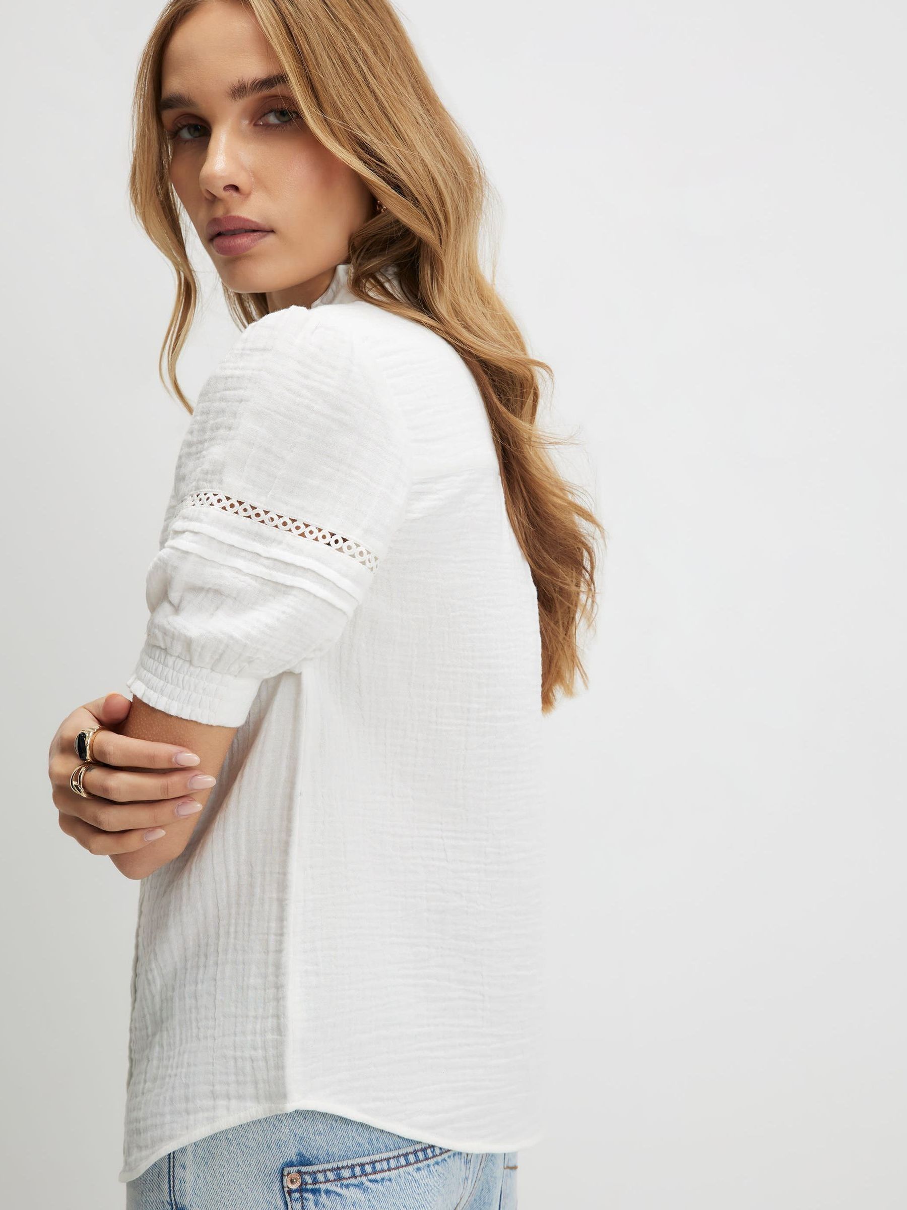 Buy River Island White Short Sleeve Button Front Top from Next USA
