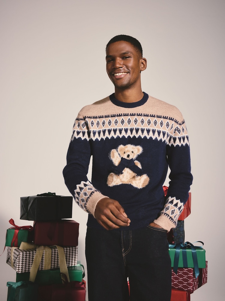 Lipsy Navy Bear Crew Neck Knitted Jumper - Image 2 of 7