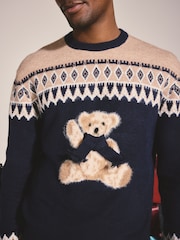 Lipsy Navy Bear Crew Neck Knitted Jumper - Image 5 of 7