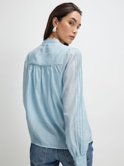 River Island Blue Long Sleeve Broderie Shirt - Image 4 of 4