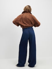 River Island Blue High Rise Tie Waist Wide Leg Jeans - Image 2 of 4