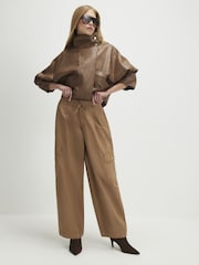 River Island Mid Rise Barrel Leg Utility Cargo Trousers - Изображение 1 4