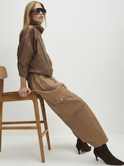 River Island Mid Rise Barrel Leg Utility Cargo Trousers - Изображение 2 4