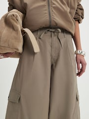River Island Khaki Green Mid Rise Utility Wide Leg Cargo Trousers - Image 3 of 3