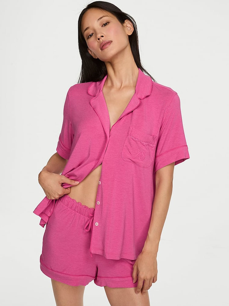 Victoria's Secret Heather Bright Rose Pink Modal Short Pyjamas Set - Image 1 of 2