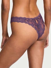 Victoria's Secret Shadow Purple Brazilian Lace Crotchless Knickers - Image 2 of 2