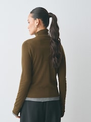 Khaki Green Long Sleeve Roll Neck Jumper - Image 2 of 6