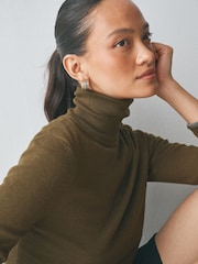 Khaki Green Long Sleeve Roll Neck Jumper - Image 3 of 6
