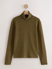 Khaki Green Long Sleeve Roll Neck Jumper - Image 4 of 6