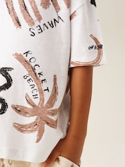 Angel & Rocket Cream Kylo Oversized Palm Print T-Shirt & Shorts Set - Image 3 of 7