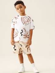 Angel & Rocket Cream Kylo Oversized Palm Print T-Shirt & Shorts Set - Image 4 of 7