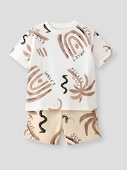 Angel & Rocket Cream Kylo Oversized Palm Print T-Shirt & Shorts Set - Image 6 of 7