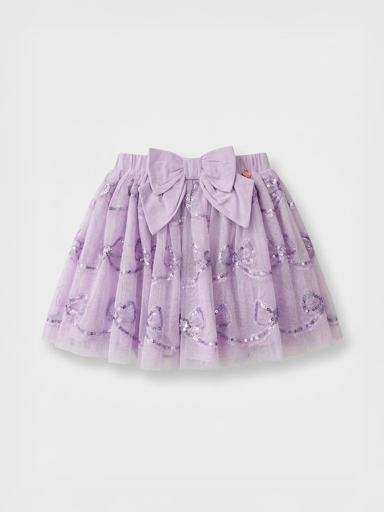 Angel & Rocket Purple Delta Bow Sequin Skirt - Image 1 of 2 Angel & Rocket Purple Delta Bow Sequin Skirt - Image 1 of 2