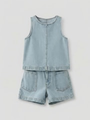 Angel & Rocket Blue Sienna Denim Top & Shorts Set - Image 1 of 2