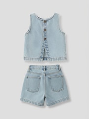 Angel & Rocket Sienna Denim Top və Şort Dəsti - 6şəkildən 6 şəkil