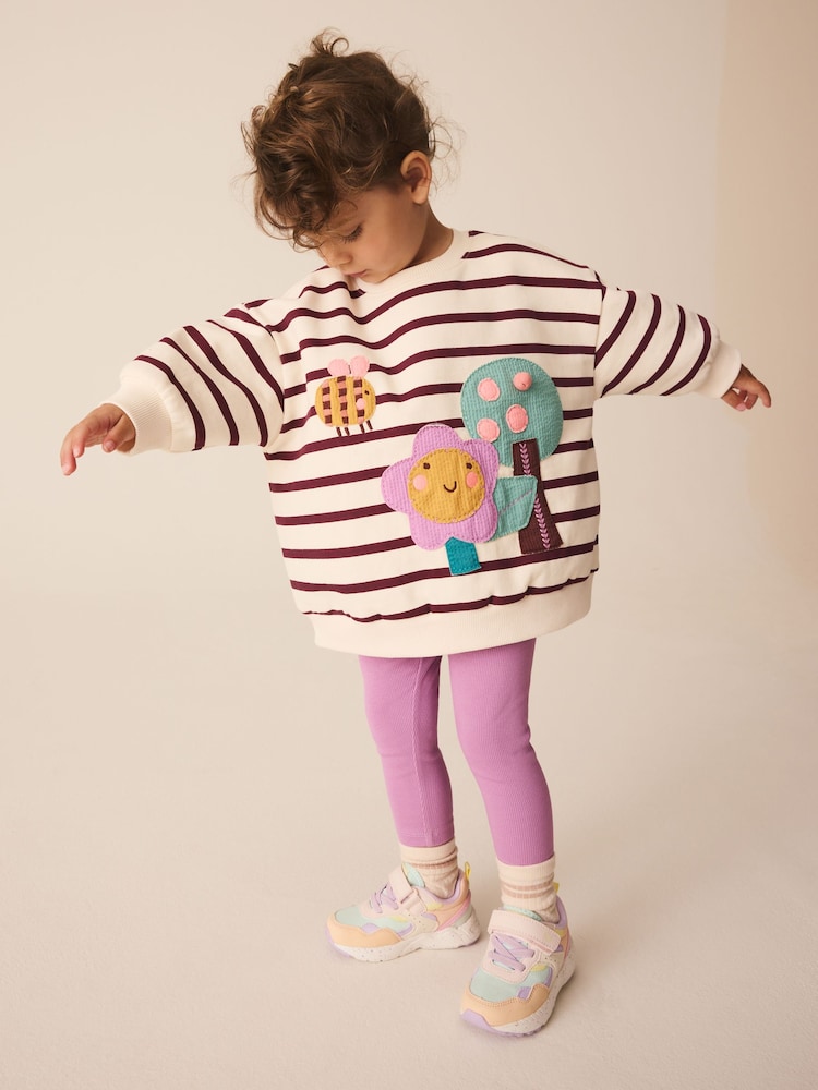 Purple Stripe Garden Sweatshirt and Legging Set (3mths-7yrs) - Image 1 of 4 Purple Stripe Garden Sweatshirt and Legging Set (3mths-7yrs) - Image 1 of 4