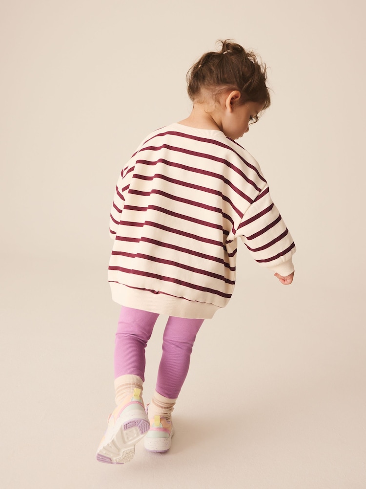 Purple Stripe Garden Sweatshirt and Legging Set (3mths-7yrs) - Image 2 of 4 Purple Stripe Garden Sweatshirt and Legging Set (3mths-7yrs) - Image 2 of 4