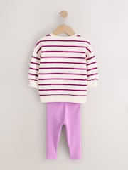 Purple Stripe Garden Sweatshirt and Leggings Set (3mths-7yrs) - Image 7 of 9
